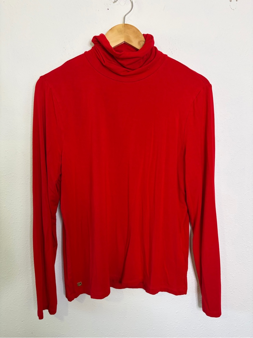 Lauren Ralph Lauren Red Long Sleeve Turtleneck Top knit tee sz XL t-shirt - Picture 2 of 7